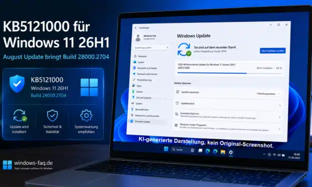 KB5121000 für Windows 11 26H1: August Update bringt Build 28000.2704