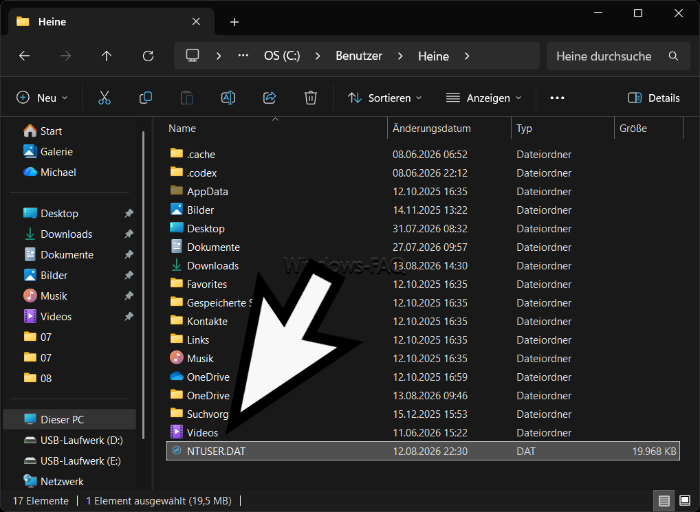 NTUser.dat Windows Profil Verzeichnis