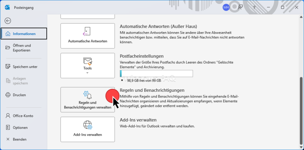 Outlook Regeln und Benachrichtigungen verwalten