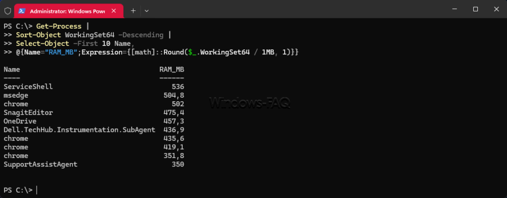 RAM-Verbrauch mit PowerShell anzeigen