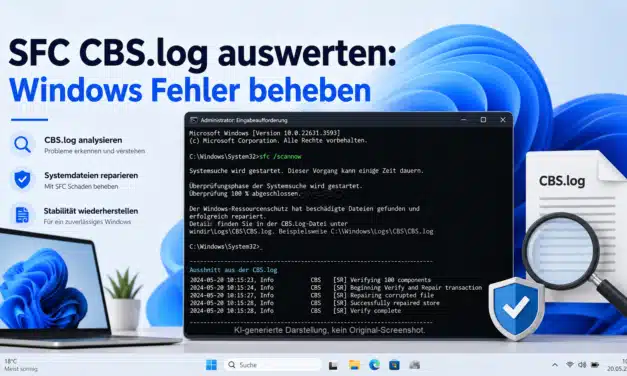 SFC CBS.log auswerten: Windows Fehler beheben