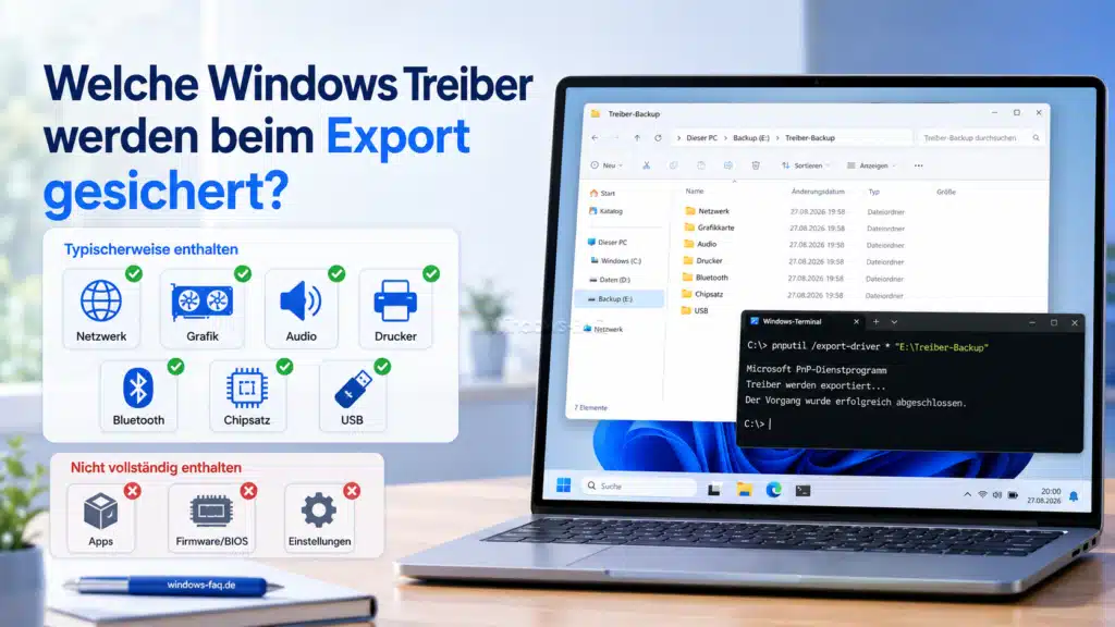 Welche Windows Treiber werden beim Export gesichert - Übersicht