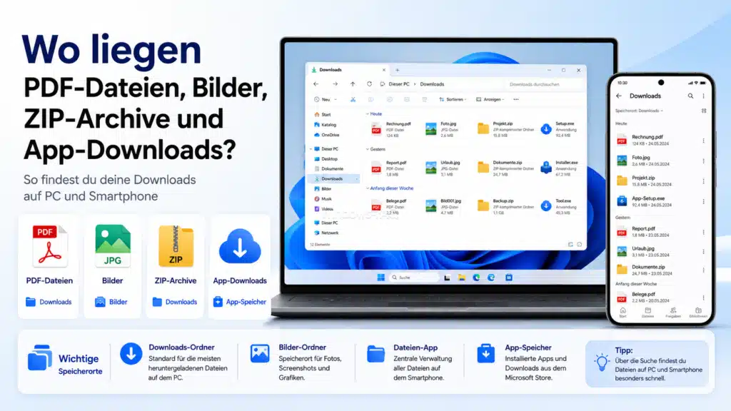 Wo liegen PDF-Dateien, Bilder, ZIP-Archive und App-Downloads?