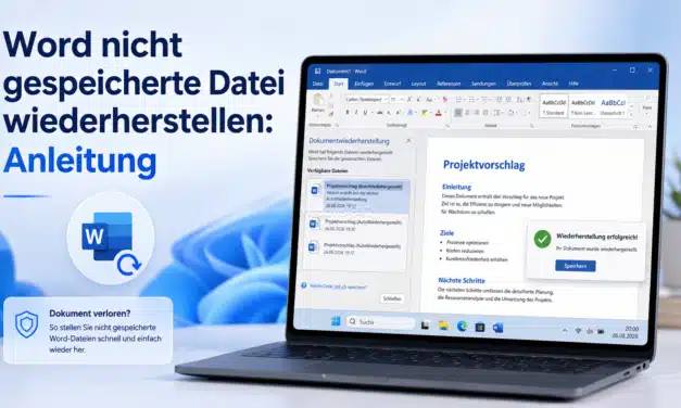 Word nicht gespeicherte Datei wiederherstellen: Anleitung