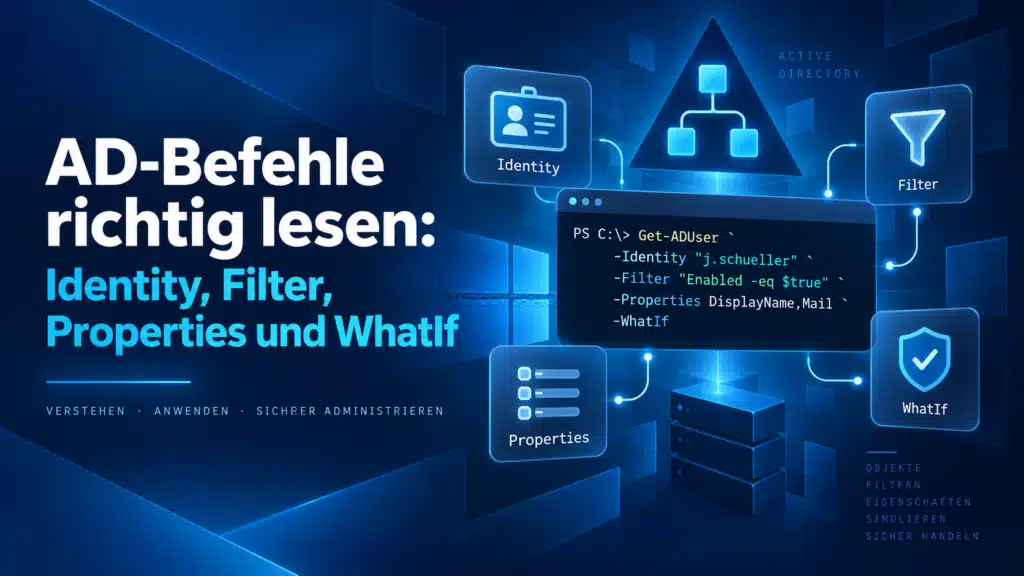AD-Befehle richtig lesen - Identity, Filter, Properties und WhatIf
