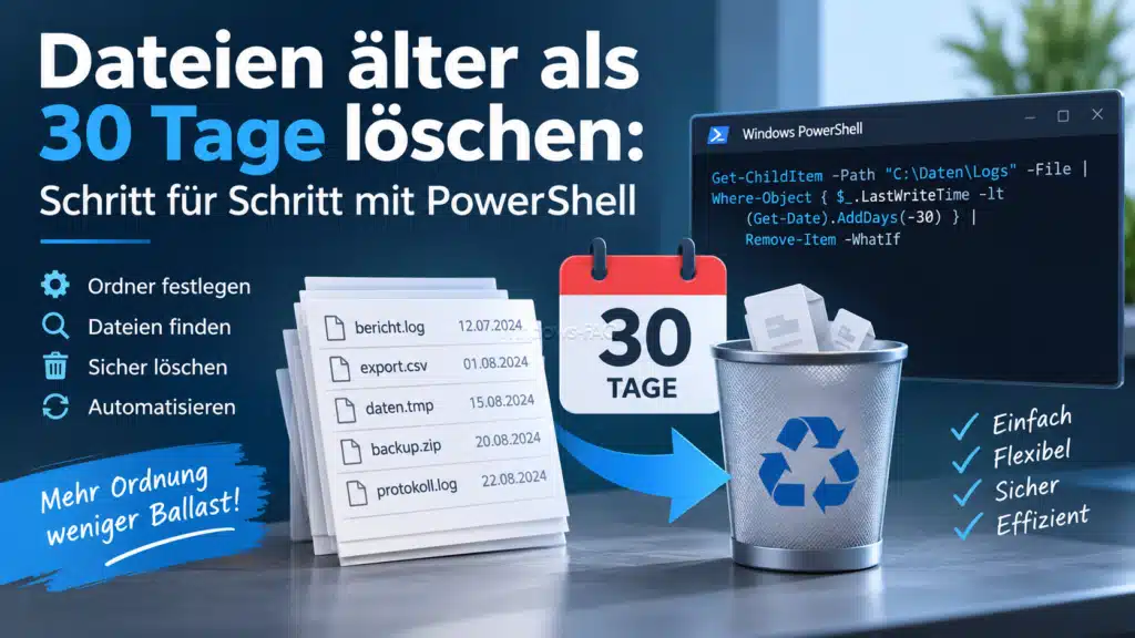 Dateien älter als 30 Tage löschen - Schritt für Schritt mit PowerShell