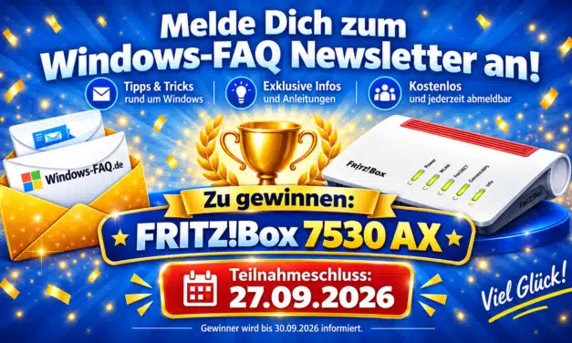 FRITZ!Box 7530 AX gewinnen: Windows-FAQ Gewinnspiel endet am 27.09.2026