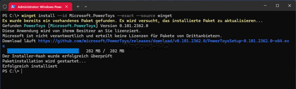 Installation PowerToys perr WinGet