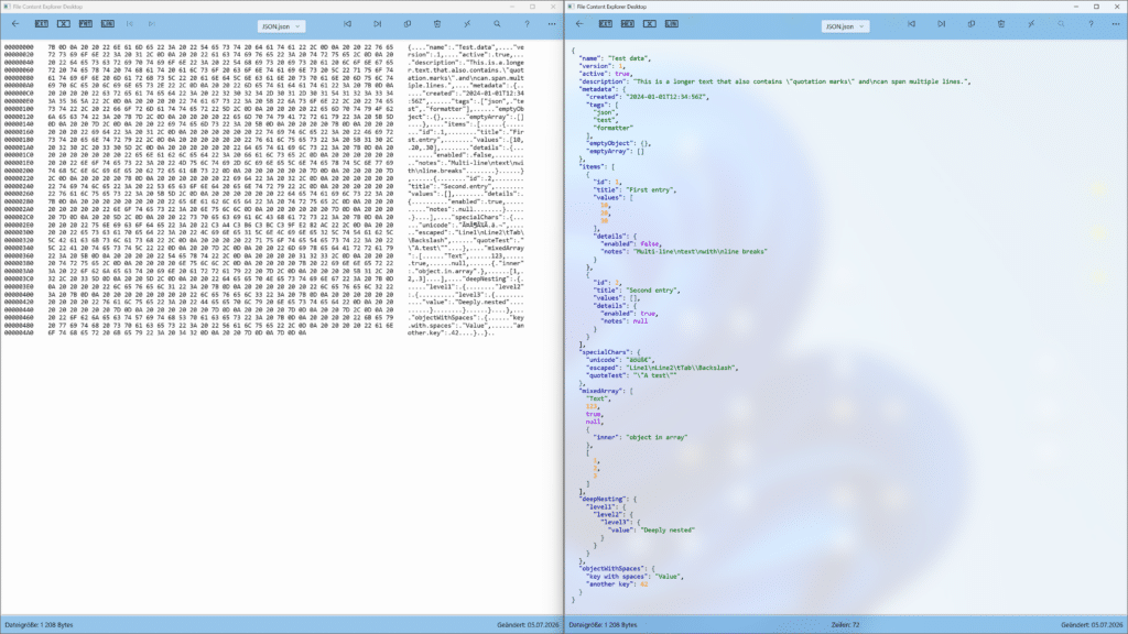 App File Content Explorer Desktop JSON