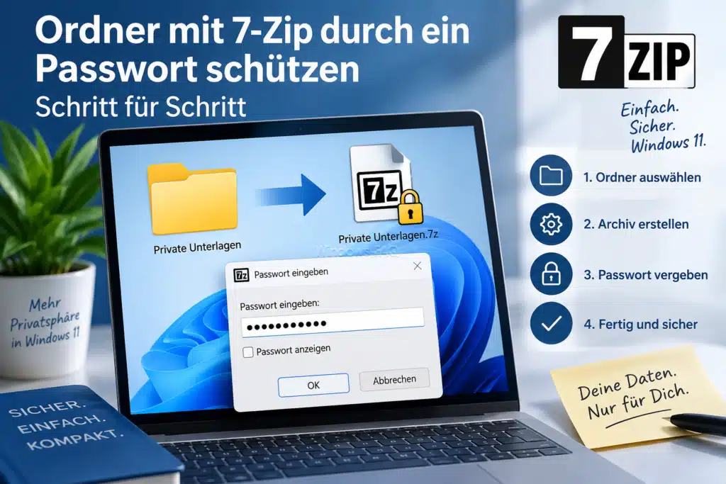 Ordner mit 7-Zip durch ein Passwort schützen - Schritt für Schritt