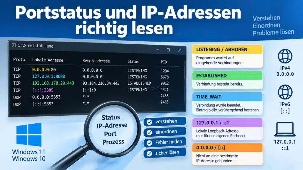 Portstatus und IP-Adressen richtig lesen