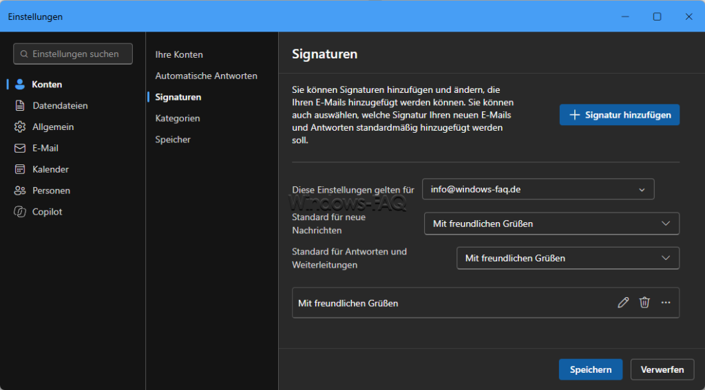 Signaturen im Outlook New