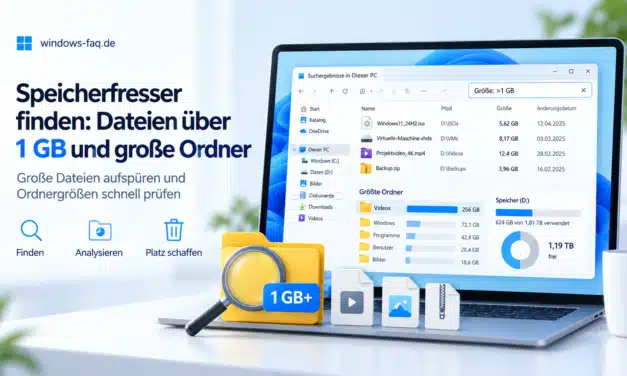 Speicherfresser finden: Dateien über 1 GB und große Ordner