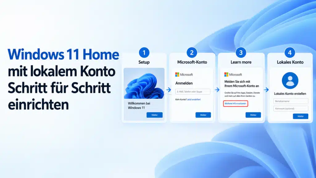 Windows 11 Home mit lokalem Konto Schritt für Schritt einrichten