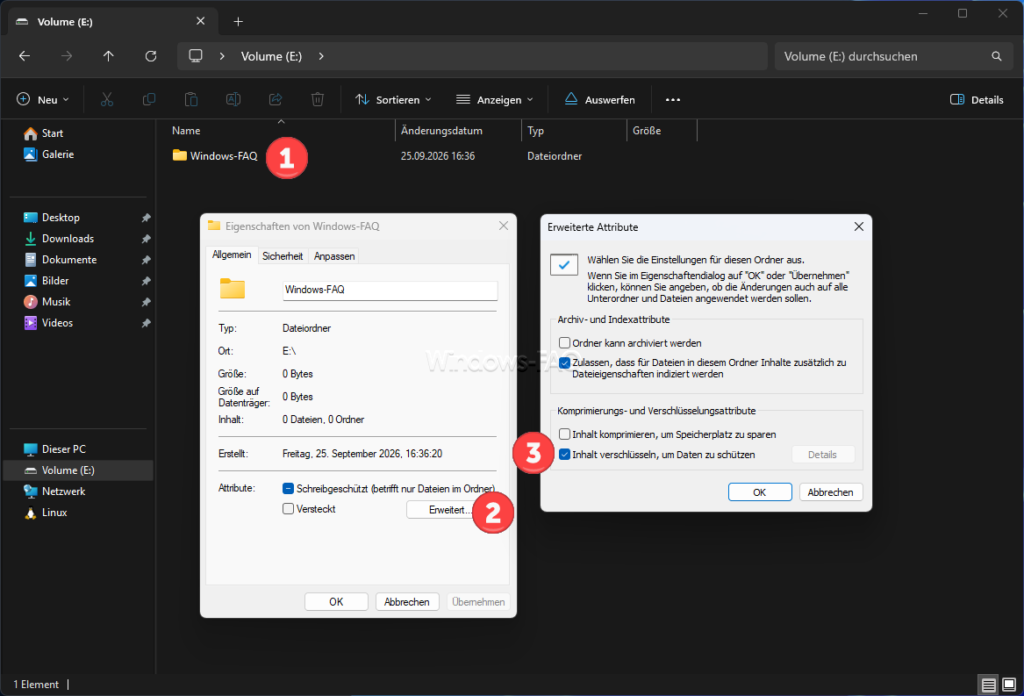 Windows Ordner im Explorer Inhalt verschlüsseln