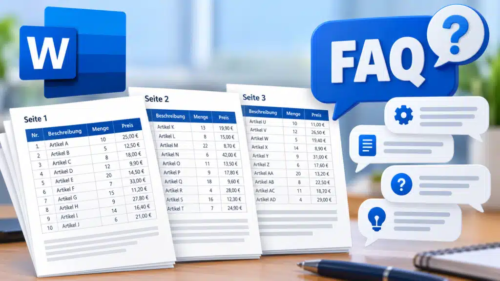FAQ - Häufige Fragen zu wiederholten Tabellenüberschriften in Word