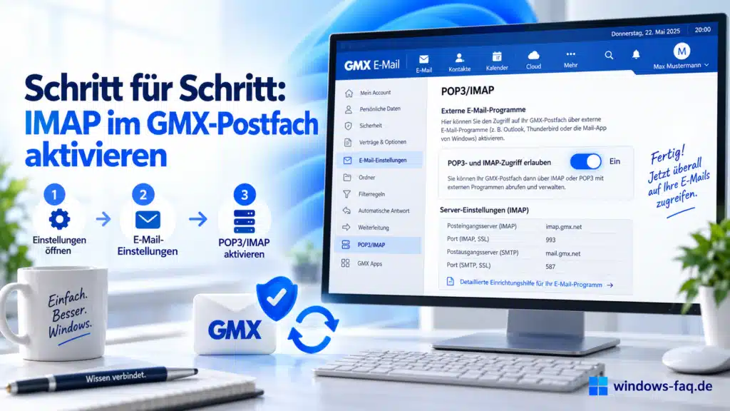 GMX IMAP Schritt für Schritt aktivier