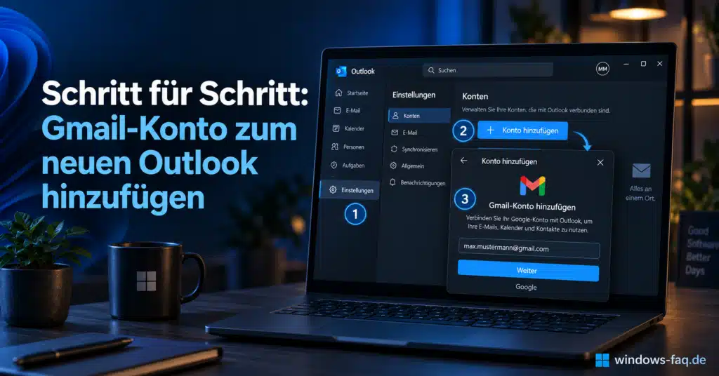 Gmail-Konto in Outlook New einrichten - Schritt für Schritt Anleitung