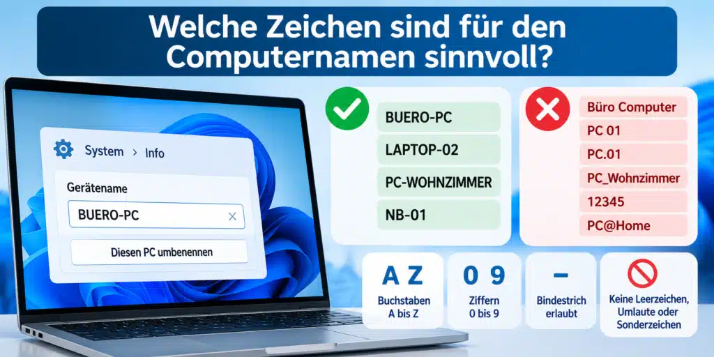 Gültige Zeichen im Computernamen