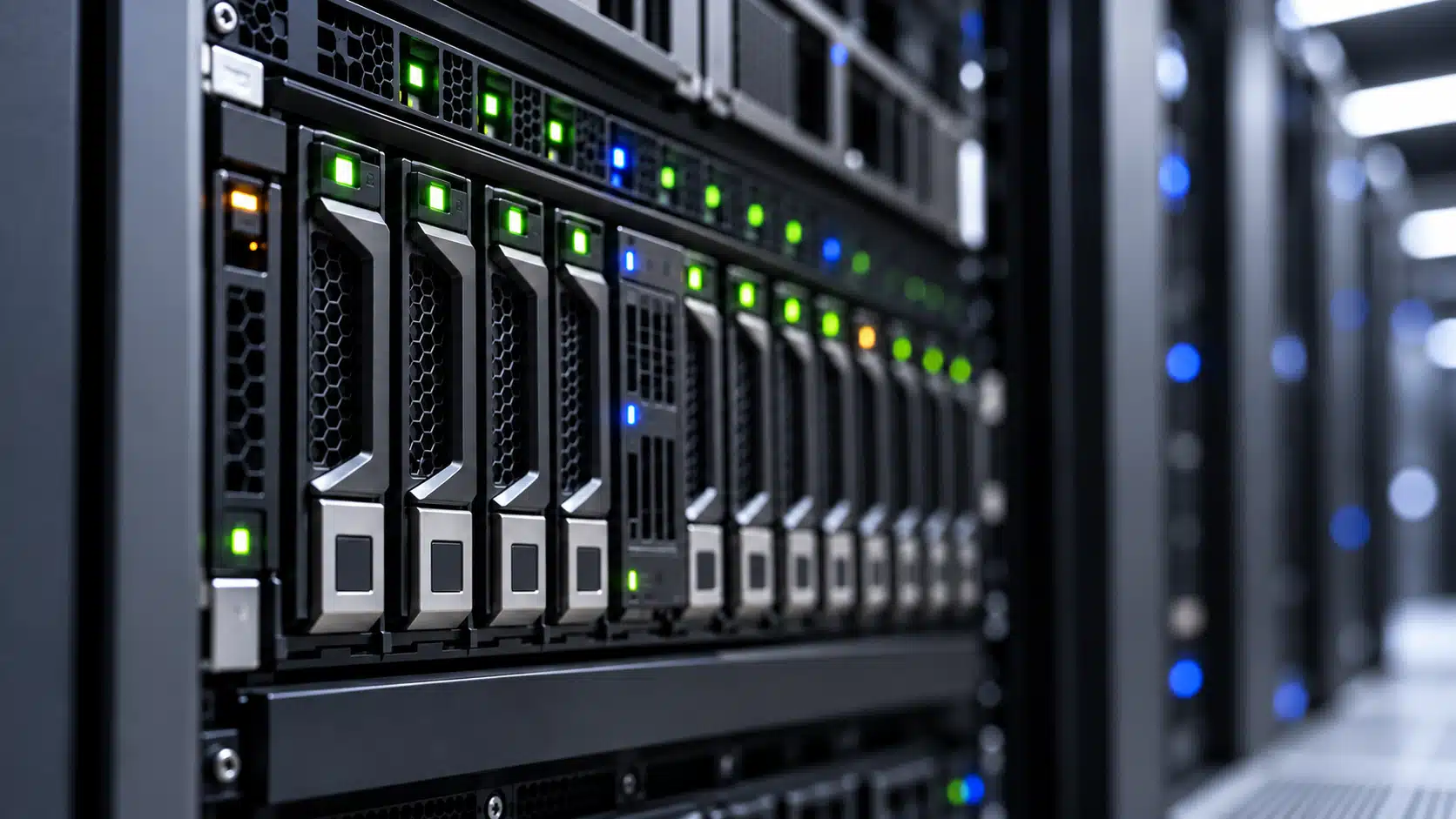 Hochmoderne Serverrack-Details im Rechenzentrum