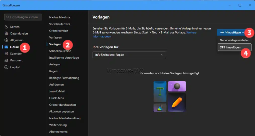 OTF Outlook Vorlagendateien in Outlook New importieren