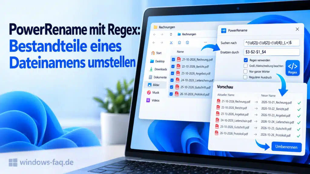 PowerRename mit Regex Teile des Dateinamens umstellen