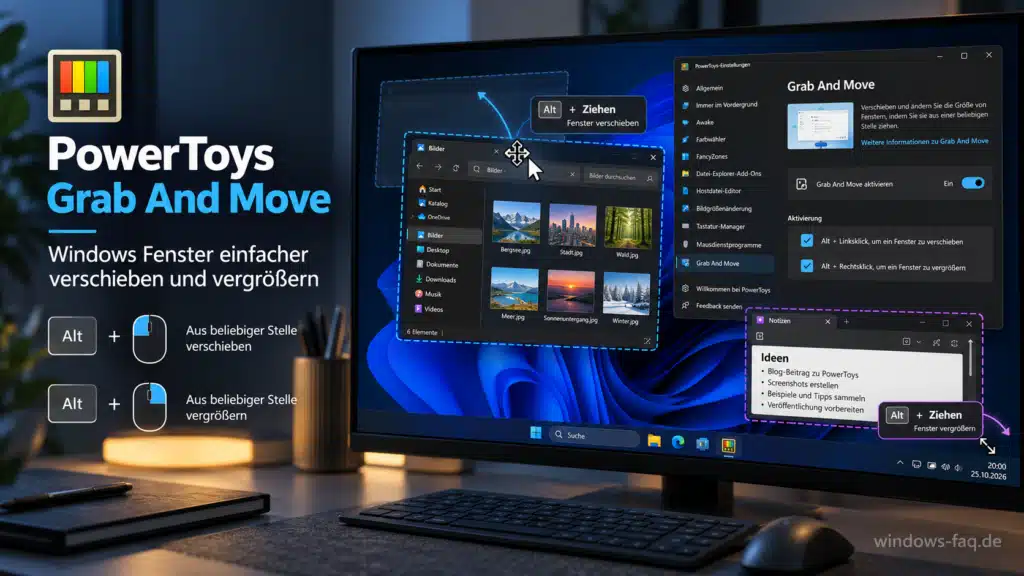 PowerToys Grab And Move - Windows Fenster einfacher verschieben und vergrößern