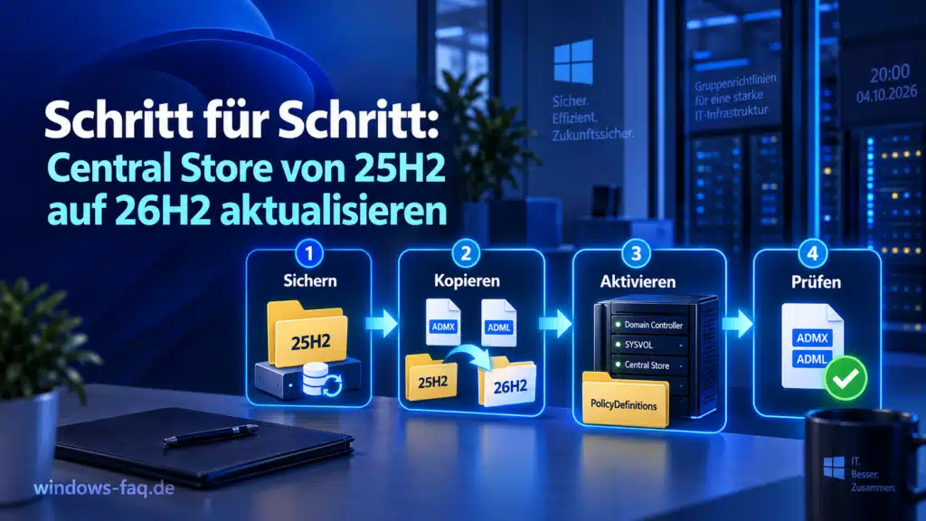 Schritt für Schritt Anleitung - Central Store von 25H2 auf 26H2 aktualisieren