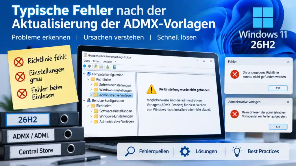 Typische Fehler nach der Aktualisierung der ADMX-Vorlagen