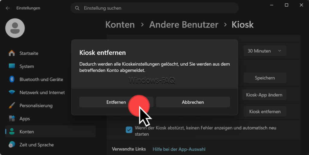 WIndows 11 Kiosk entfernen