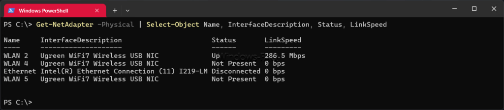 WLAN Geschwindigkeit anzeigen per PowerShell