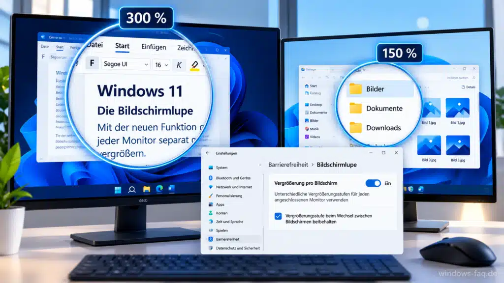 Windows 11 Bildschirmlupe auf mehreren Monitoren