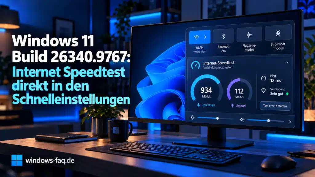 Windows 11 Build 26340.9767 Internet Speedtest direkt in den Schnelleinstellungen