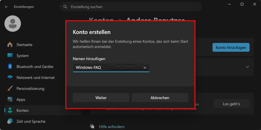 Windows 11 Kiosk erstellen und Namen verwegen