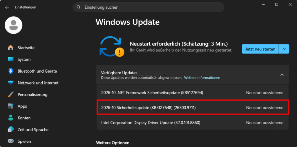 Windows 11 Sicherheitsupdate KB5127648 26300.9711 Download