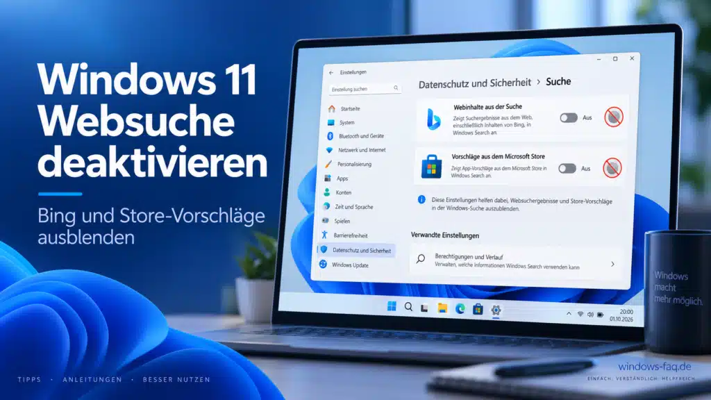 Windows 11 Websuche deaktivieren - Bing und Store-Vorschläge ausblenden