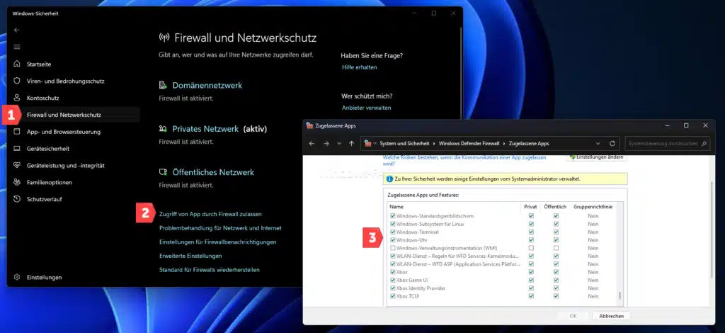 Windows-Sicherheit - Zugriff von App durch Firewall zulassen