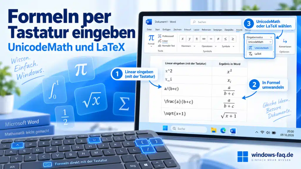 Word-Formeln per Tastatur eingeben