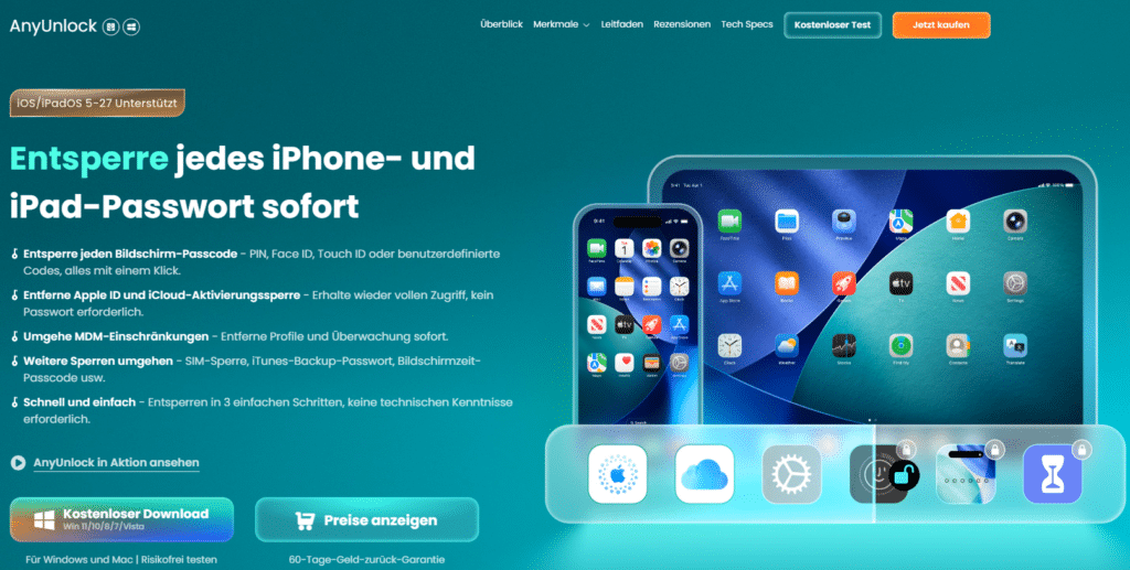 Entsperre jedes iPhone- und iPad Passwort sofort