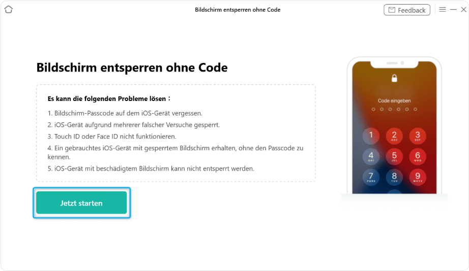Bildschirm entsperren ohne Code