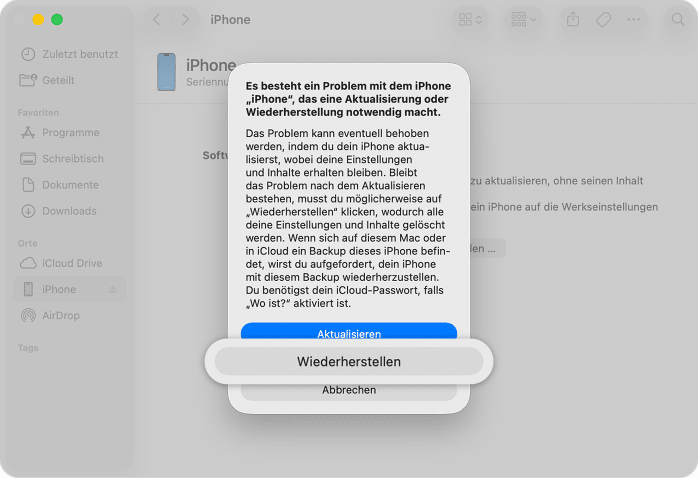 iPhone Wiederherstellung notwendig