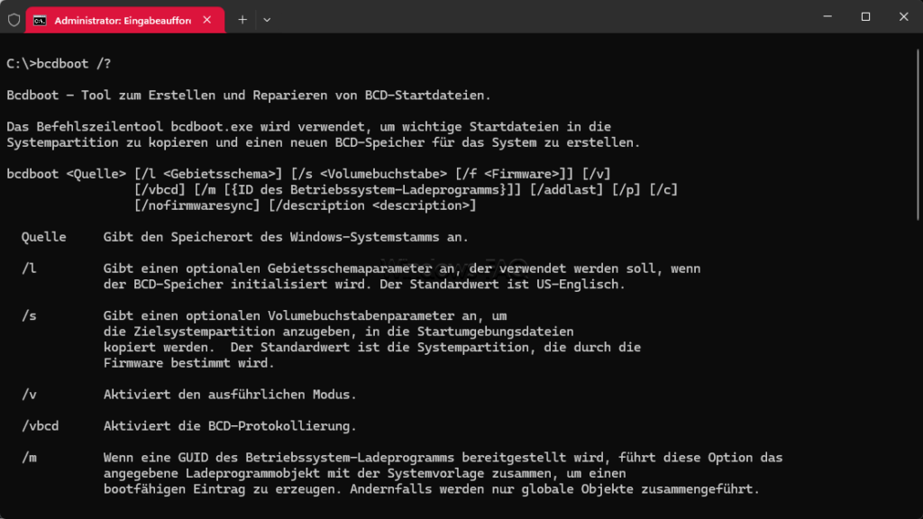 bcdboot Parameter